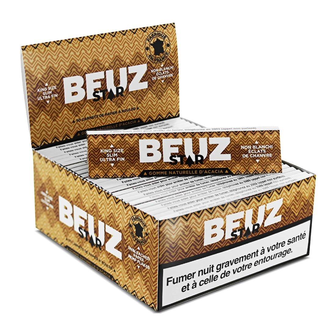 FEUILLES à rouler BEUZ STAR King size SLIM éclats de chanvre