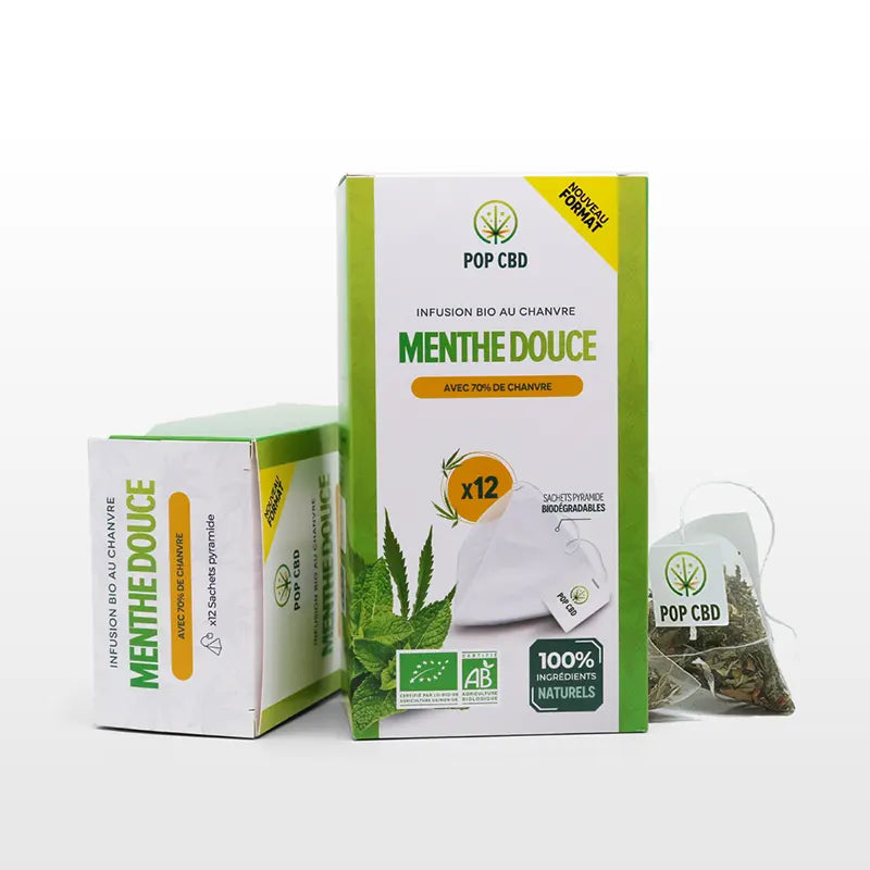 Sachets pyramides Infusion CBD "Menthe douce" CBD bio 70% chanvre