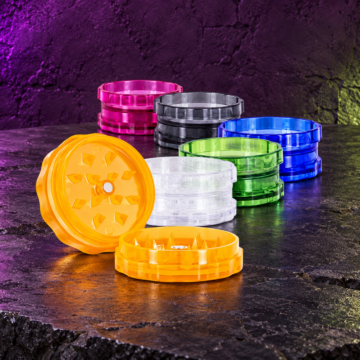 GRINDER A CBD - 2 parties — présentation sur fond CBD Family